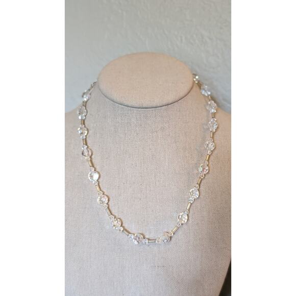 Faceted AB Crystal Bead Crystal Tube Bead Necklace - Picture 9 of 9
